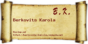 Berkovits Karola névjegykártya